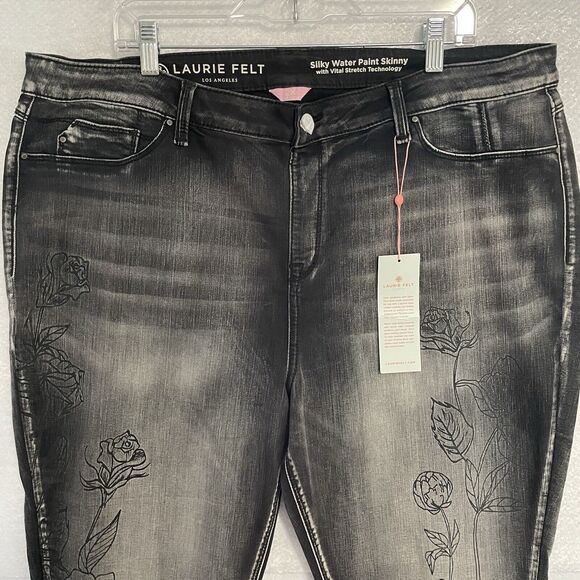 Laurie Felt Pull On Jeans Size 2X Black SILKY WATER PAINT Skinny Stretch NEW - Picture 3 of 12